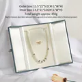 Light blue pearl jewelry gift box set with snap button for necklace and ring storage - No. 1 / Light Blue Necklace Set Box