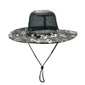 Digital camouflage sun hat with breathable black mesh panels and adjustable chin strap - M(56-58cm) / Black White Camouflage