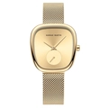 Damen-Quarzuhr mit goldenem Milanaise-Armband und einzigartigem tonneau-förmigem Gehäuse - Gold Zifferblatt Mesh