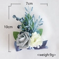 Wedding boutonniere with grey rose, blue berries, and ribbons for groom or guests - Foggy Blue Wrist Corsage