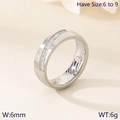 6mm stainless steel couple ring with center zircon inlay and brushed finish, sizes 6 to 9 - Steel Color Male Style