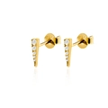 Orecchini a barra minimalisti in argento 925 placcato oro con zirconi scintillanti - Orecchini a Lobo a Barra in Zirconia Dorati