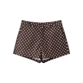 Dettaglio dei pantaloncini casual marroni a pois bianchi con tasche laterali - XS / Pantaloncini / Marrone