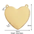 Golden heart-shaped metal charm with double loops and detailed size measurements - Gold-Double Loop Heart