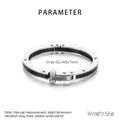 Detail of punk stainless steel unisex bracelet with black carbon fiber and rivet accents - Small Size (KB206642-KFC)