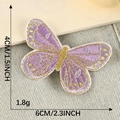 Purple embroidered butterfly patch with gold edges on denim fabric, size 6cm x 4cm - Purple Butterfly