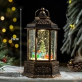 Antike Bronze Weihnachts-Schneelaterne mit Tannenbaum und 25cm Höhenangabe auf dem Bild - 25cm / Kleiner bronzener Sechseck-Geschenke & Baum