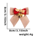 Christmas bow ornament with red velvet burlap and gold bells for tree decoration - Bells Bow / Linen + Velvet Gold Leaf