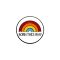 Spilla smaltata arcobaleno con testo Born This Way e bordo in metallo nero - Stile Arco Arcobaleno Born This Way (CZ1237-4)