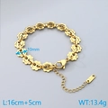 18K gold plated stainless steel bracelet with 10mm sunflower links and lobster clasp - Sunflower Gear Link Gold (KB1862262-Z)