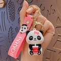Portachiavi panda con cinturino rosa e tazza di cola per borse e chiavi dell'auto - Bevanda Rosa