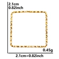 Golden square 304 stainless steel pendant with diamond-cut texture, 2.1cm size - Square-S1516 / Gold