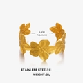 Verstelbare gouden roestvrijstalen armband met een getextureerd bloemmotief - Goud