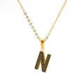 Collar de acero inoxidable dorado con colgante letra N y detalles negros pulidos - Letra N (Con cadena)