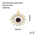 Micro-pave cubic zirconia evil eye pendant, copper gold-plated DIY jewelry accessory. - Octagram Blue Eye Pendant Only (A-2)