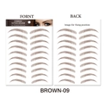 Brown 6D waterproof eyebrow tattoo stickers model BROWN-09 front and back view - STM-09 (10 Pairs) / Brown