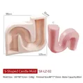 Pink S-shaped silicone candle mold and finished wax soap craft dimensions 105x90x31mm - S-Shaped Curve Mold SX-LZ-02 / Light Pink