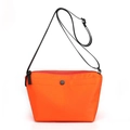 Minimalist bright orange crossbody dumpling bag with top zipper and black shoulder strap - Orange