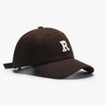Classic dark brown cotton baseball cap featuring a white embroidered R letter on the front - Dark Coffee
