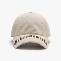 Casquette de baseball beige vieillie avec broderie noire et détails usés vintage - Kaki