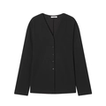 Chaqueta de punto negra con cuello en V, manga larga y cierre de botonadura sencilla - XS / Negro