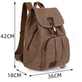 Sac à dos vintage en toile marron avec rabat en cuir et dimensions 42x36x18 cm - Grande Version Améliorée
