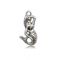 Tibetan silver mermaid charm with detailed scales and pose for DIY jewelry making - Antique Silver Mermaid