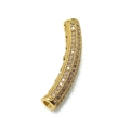 Cuenta de tubo curvo de cobre con circonitas champagne para diseño de joyas DIY - 33*4.5mm / Dorado
