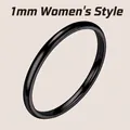 Minimalist 1mm width black titanium steel ring for women with polished mirror finish - US 5 / 1mm Width / Black