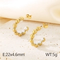 Pendientes de botón en forma de U de acero inoxidable bañados en oro 18K con perlas - Estilo B Dorado (KE115665-KFC)