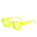 Neon yellow translucent rectangular sunglasses with wide temples and Y2K futuristic style - Fluorescent Green Frame Green Lens