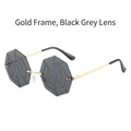 Randloze spinnenweb zonnebril met gouden metalen frame en donkergrijze lenzen dames - Gouden Frame Zwart Grijs
