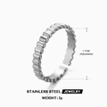 Bague réglable en acier inoxydable argenté avec texture verticale et diamètre de 1,7 cm - Ouverture Réglable (1.7cm) / Acier