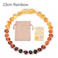 Natural Baltic amber baby bracelet in rainbow colors with 13cm length and certificate - 17cm / Rainbow