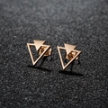 Polished rose gold geometric triangle earrings with minimalist hollow double-triangle design - Triangle / Rose Gold