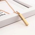 Minimalist rectangular bar pendant necklace in elegant rose gold finish for couples - Plain Style / Gold