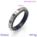 Silberner gebürsteter Titanring mit römischen Ziffern und schwarzer Innenschicht - US 5 / Silber Gebürstet Schwarze Innenseite(KR86497-K)