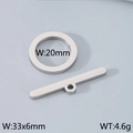 Silver stainless steel OT toggle clasp set with round ring and T-bar for DIY jewelry - 20mm Ring/33mm Bar / Silver