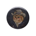Badge en fer-blanc avec chat orange en costume bleu, style peinture à l'huile créative - Chat en costume style Van Gogh (XZ8121)