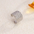 Silver hammered texture wide open titanium steel ring with unique dimpled finish style - Hammered Texture / Steel