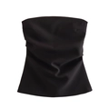 Minimalist black strapless tube top for women with smooth fabric and elegant pleats - XS / Tops / Black