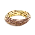 Multi-layer 2.0mm golden stretch bracelet featuring sparkling pink and purple crystals - Gold Multi-layer Purple Rhinestone