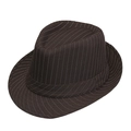 Chapeau Fedora rétro marron foncé à rayures avec large bord pour une protection solaire - Taille unique / café