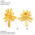 Detailed specs of irregular pleated sunburst earrings in 18k gold-plated stainless steel - Irregular Sunburst Style (SE008G)