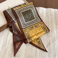 Collana sciarpa in tessuto stile etnico con motivo paisley e design floreale vintage - Collana-Marrone-Giallo