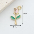 Pink rose alloy pendant with gold edges and green leaves for DIY jewelry making - Pink Rose