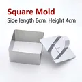 Square stainless steel mousse mold with pusher tool for baking and sushi, size 8x8x4cm - Square