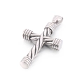 Silver stainless steel cross pendant featuring twisted rope texture and ring details - Pendant Only (No Chain) / Steel