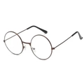Classic round bronze metal sunglasses with vintage frame and black ear hooks - Bronze Frame White Lens