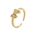 Minimalist gold bow ring with sparkling zircons and adjustable open band design - VJ607-Irregular Bow / Gold